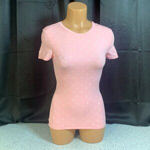 Victoria's Secret PINK Base Stretch Short-Sleeve Tee pink hearts Small NWT